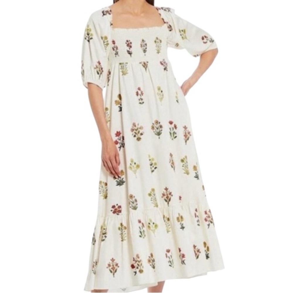 Sachin & Babi x Dillards Cotton Floral Motif Smocked Maxi Dress